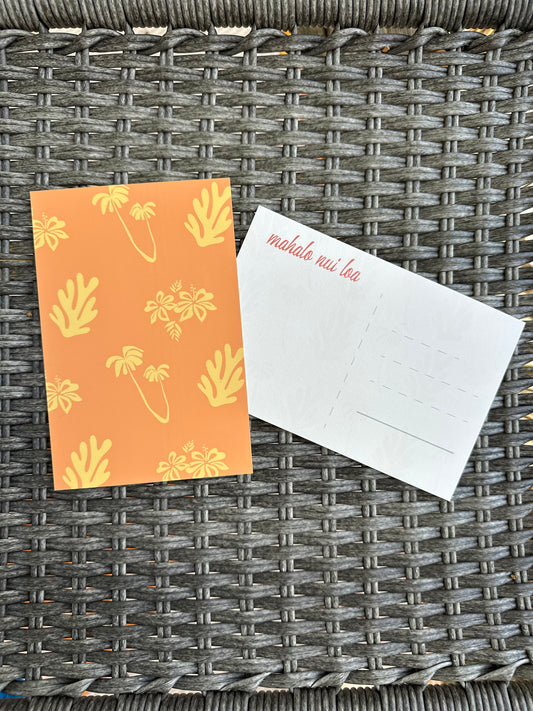 Reef & Palm Tree Patterned Postcard