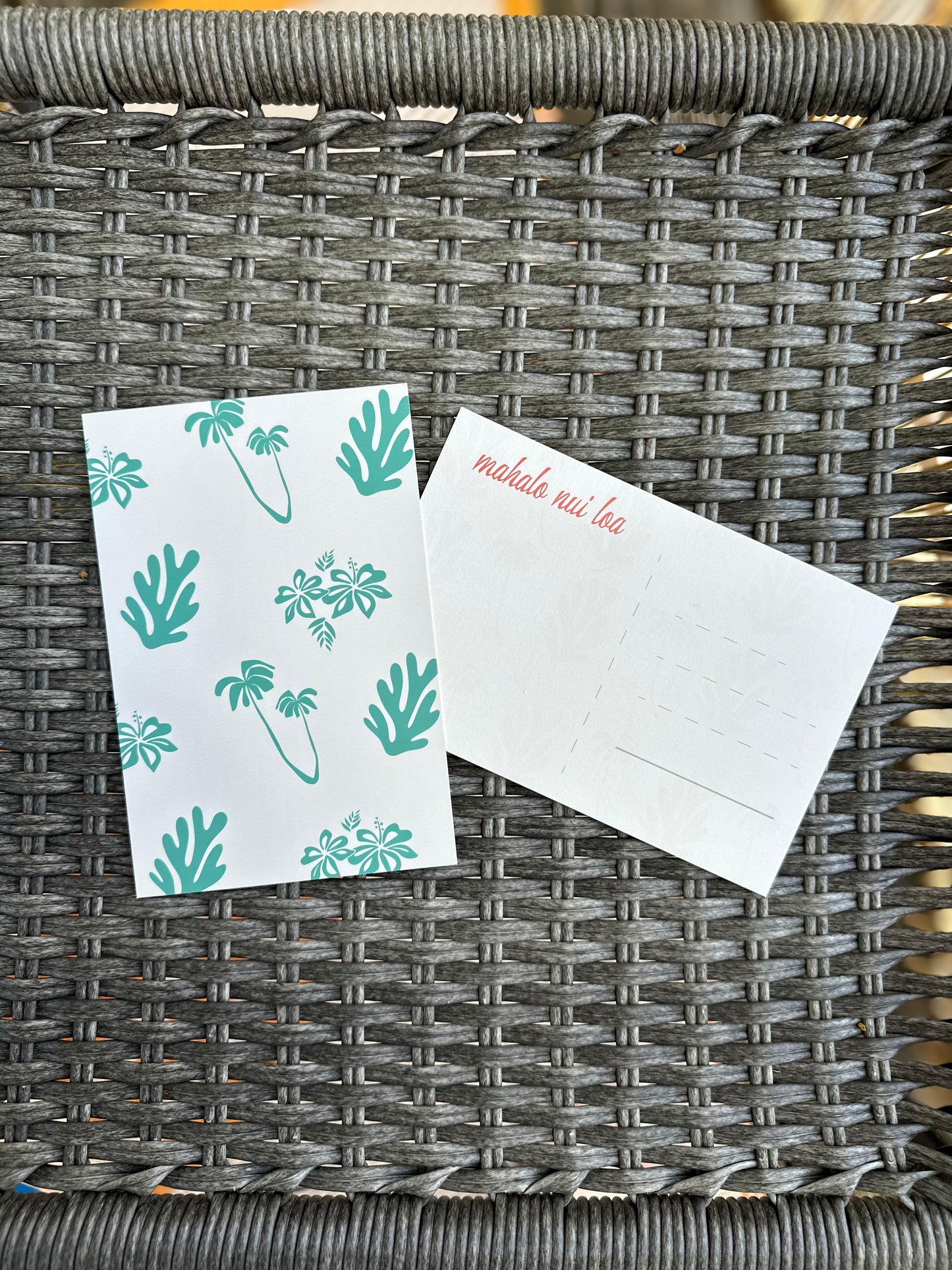 Reef & Palm Tree Patterned Postcard